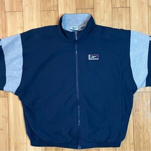 Vintage 90s Reebok Training Jacket Navy Gray Zip Up XL
